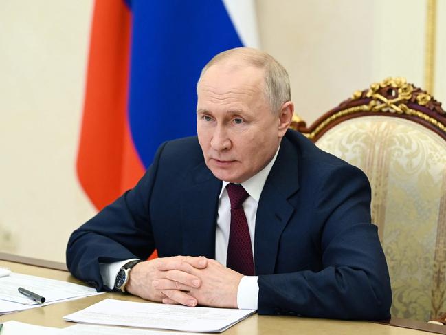 Russian President Vladimir Putin chairs a meeting with members of the government via a video conference at the Kremlin in Moscow on July 4, 2023. Picture: AFP.