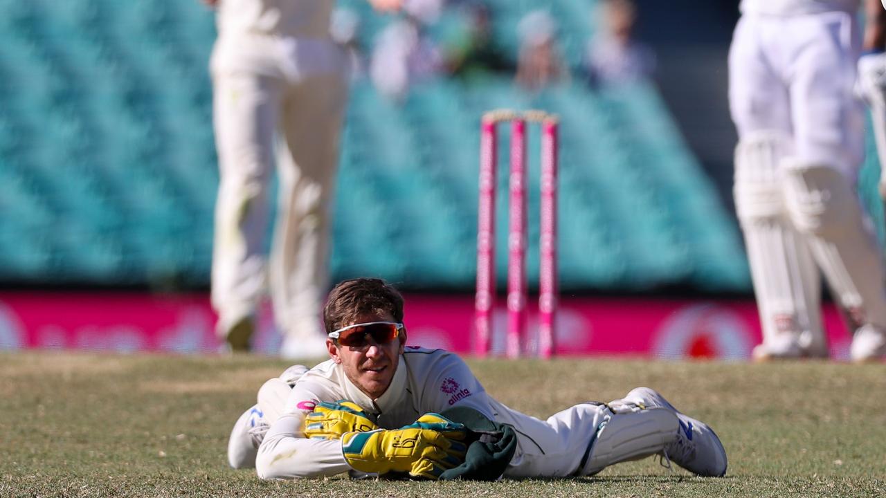 Australia's captain Tim Paine after dropping a catch during the third Test against India at the SCG Picture: AFP