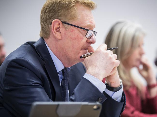 Lawyer for the proponent Shaun McElwaine. At Tasmanian Planning Commission building, hearing to decide whether to allow planning amendment to give green light to Cambria Green development. Picture: RICHARD JUPE