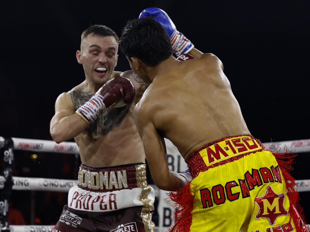 Sam Goodman v Chainoi Worawut at the No Limit Boxing fight night at WIN Entertainment Centre on July 10, 2024 Pictures: No Limit Boxing/Gregg Porteous