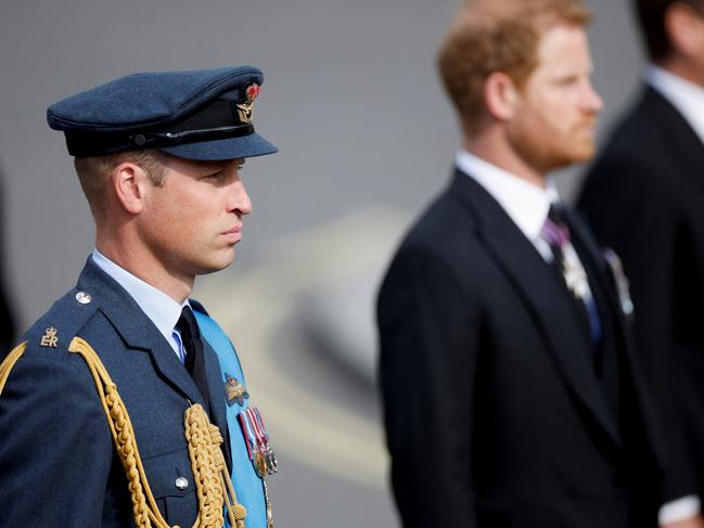 Princes William an Harry are set to walk side-by-side behind the Queen’s coffin. Picture: Getty Images.