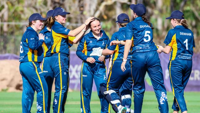 Tahlia Denham (far right) with the Victoria Pride team. Picture: NT Cricket.