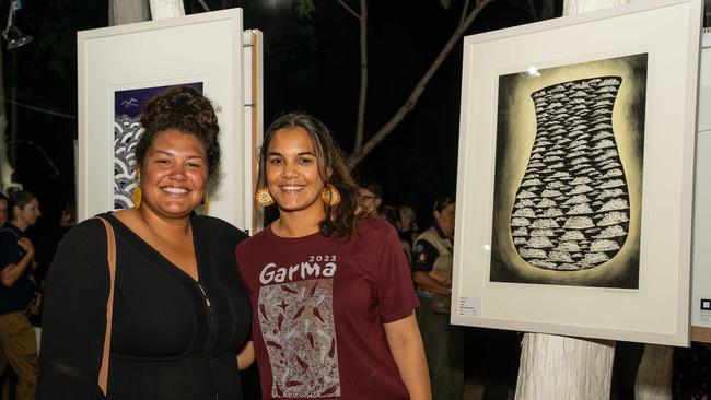 Shinade Pearse and Latryce Pearse at the Gapan Gallery of Garma Festival on Friday August 2023. Picture: Pema Tamang Pakhrin