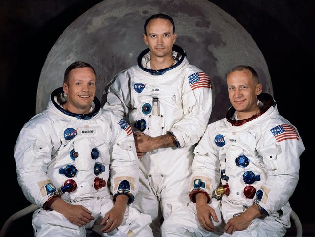 This photo obtained from NASA, shows the official crew portrait of the Apollo 11 astronauts taken at the Kennedy Space center on March 30, 1969. Pictured from left to right are: Neil A. Armstrong, Commander; Michael Collins, Module Pilot; Edwin E. "Buzz" Aldrin, Lunar Module Pilot. - When the Saturn V rocket built by Wernher von Braun launched with the Apollo 11 capsule at its summit on July 16 1969, one million people flocked to watch the spectacle on the beaches of Florida near Cape Canaveral. But many had doubts that they'd succeed in landing this time. (Photo by HO / NASA / AFP) / **RESTRICTED TO EDITORIAL USE - MANDATORY CREDIT "AFP PHOTO / NASA" - NO MARKETING - NO ADVERTISING CAMPAIGNS - DISTRIBUTED AS A SERVICE TO CLIENTS **TO GO WITH AFP STORY by Ivan Couronne, "To the Moon and back: mankind's giant leap 50 years on"