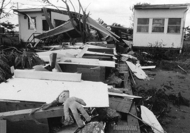 The remains of the Borroloola preschool after Cyclone Kathy's 250km/h winds swept through the township destroying 90 per cent of the infrastructure.