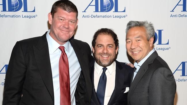 James Packer and Brett Ratner with Warner Bros. Entertainment CEO Kevin Tsujihara. Picture: WireImage