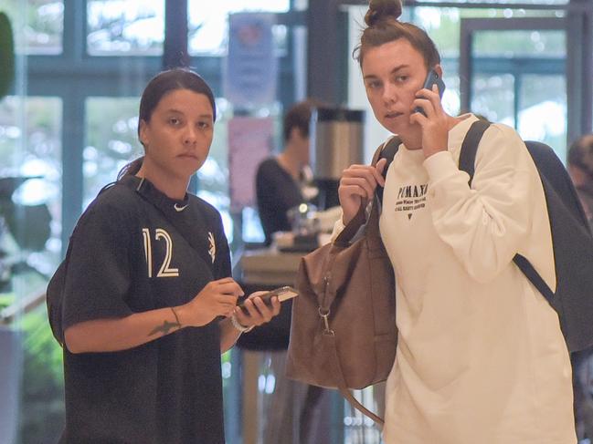 Matildas players meeting in Coogee where several of them are expected to demand Alen Stajcic be reinstated as coach after his axing.ForwardSamantha Kerr and Goalkeeper Mackenzie Arnold walking into Crowne Plaza hotel in Coogee (Daily Telegraph-Flavio Brancaleone)