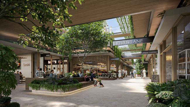 A render of the retail element of the planned precinct.