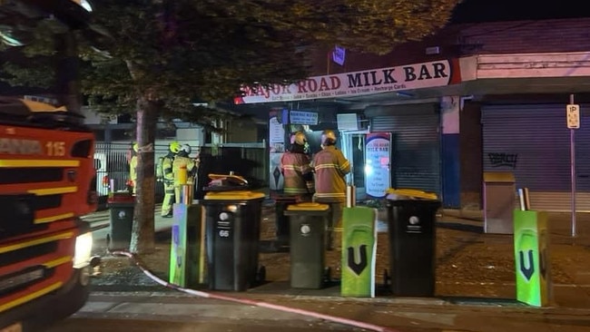 The Major Road Milk Bar in Fawkner has been badly damaged by fire after a car rammed the shop and the front was set alight before the offenders fled the scene early Thursday May 16 2024. Picture: Supplied