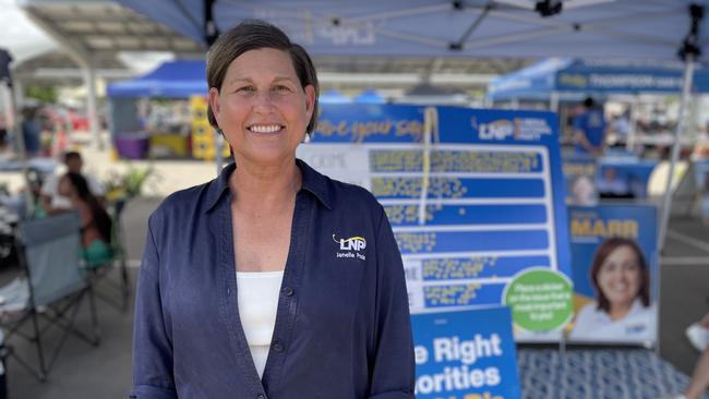 LNP Mundingburra candidate Janelle Poole at the Willows markets the day before pre-poll began.