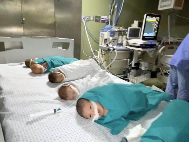 Babies under treatment in the neonatal intensive care unit after an Israeli attack on Shifa Hospital in Gaza. Picture: Palestinian Prime Ministry/Anadolu/Getty Images