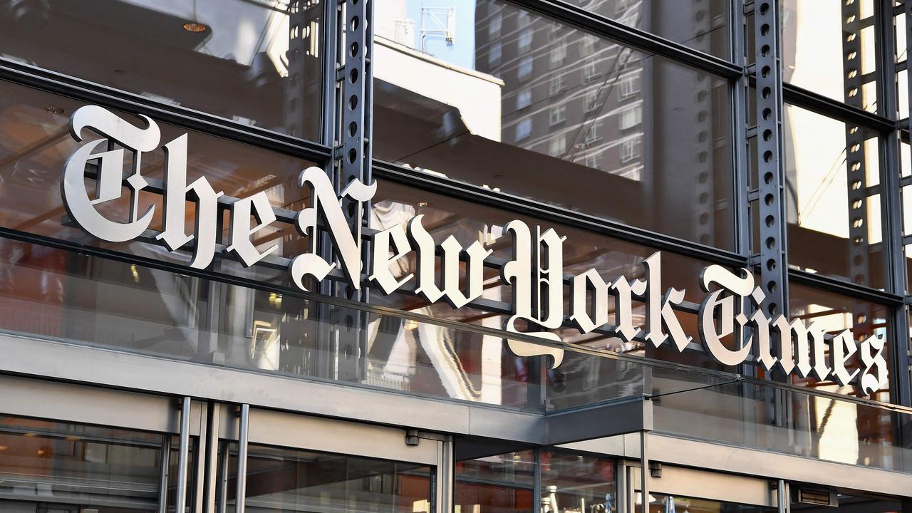 Protesters occupied the lobby of the New York Times building. Picture: Angela Weiss / AFP