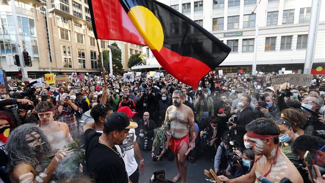 The peaceful crowds during the rally. Picture: Sam Ruttyn