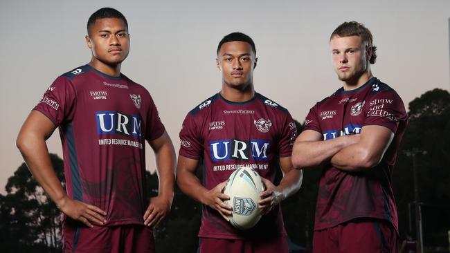 Samuela Fainu, Latu Fainu and Josh Feledy have had impressive seasons for Manly in Harold Matts Cup. Picture: Richard Dobson