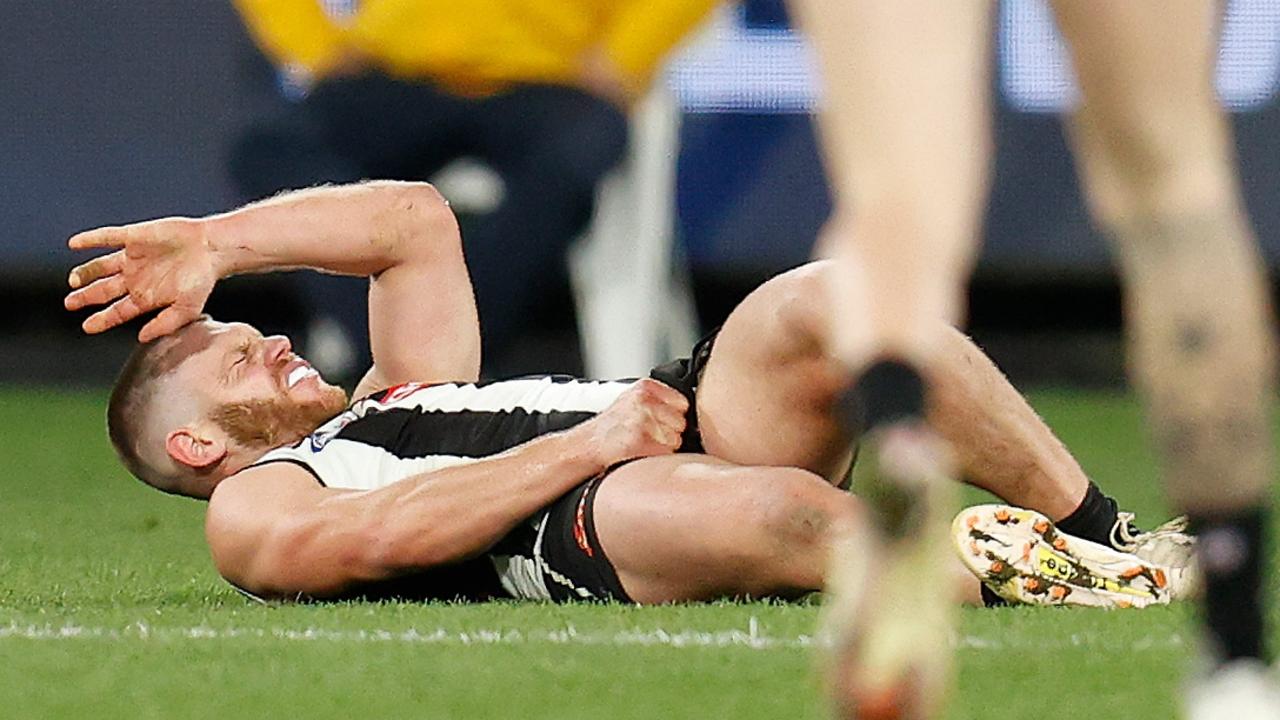 Taylor Adams suffered what is likely to be a season-ending groin injury against Geelong. Picture: Michael Willson/AFL Photos via Getty Images