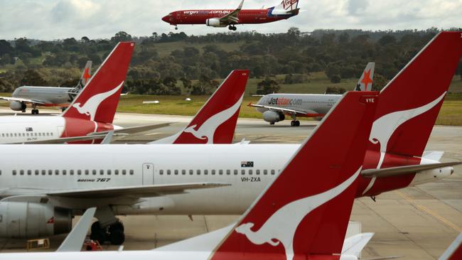 Aircraft land at Melbourne Airport