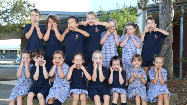 St Therese Catholic Primary School 2025 Foundation RJ front Tess McNamara, Roy Cooper, Winnie Alexander, Poppy Carty, Lachie Hawker, Eve Johnson, Vida Russell-Shaw, Harper Kelly. Back Jethro Paull, Lenny Jory, Chase Wright, Ethan du Plessis, Lucy Lander, Chloe Nolan, Jonah Stella