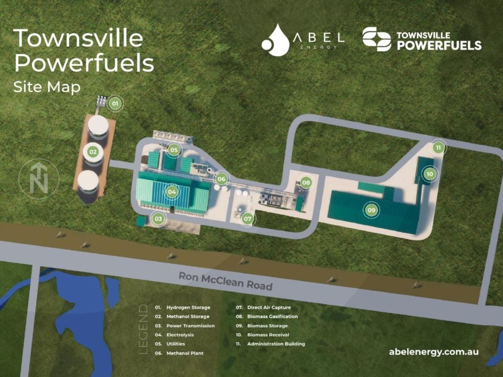 ABEL Energy's $1.7bnTownsville Powerfuels project location map with the proposed Cleveland Bay site. Picture: Leighton Smith.