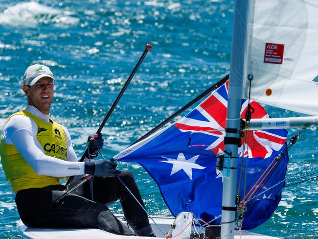 ILCA 7 Mens World Championship 2024 Australia's Olympic sailing champion Matt Wearn overcomes a horror build-up to take the honours at the ILCA 7 world sailing championships in Adelaide today. 31.01.2024  PHOTO -  Jack Fletcher / Downunder Sail.,