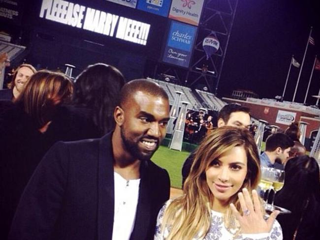 The happy couple at Kanye’s proposal in 2013.