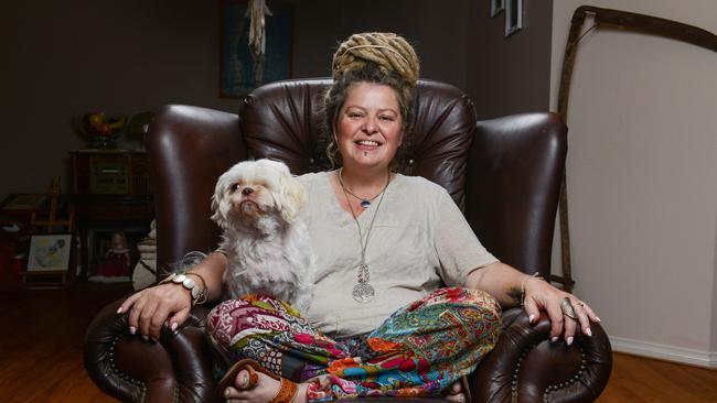 Psychic Zoe McDonald with her dog Bella Boo. Picture: Brenton Edwards