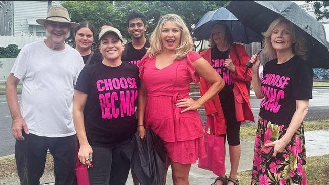 Labor's candidate for the Brisbane City Council ward of The Gabba, Bec Mac, campaigns with former Deputy Premier Jackie Trad for the March 16 local government elections. Picture: Instagram.