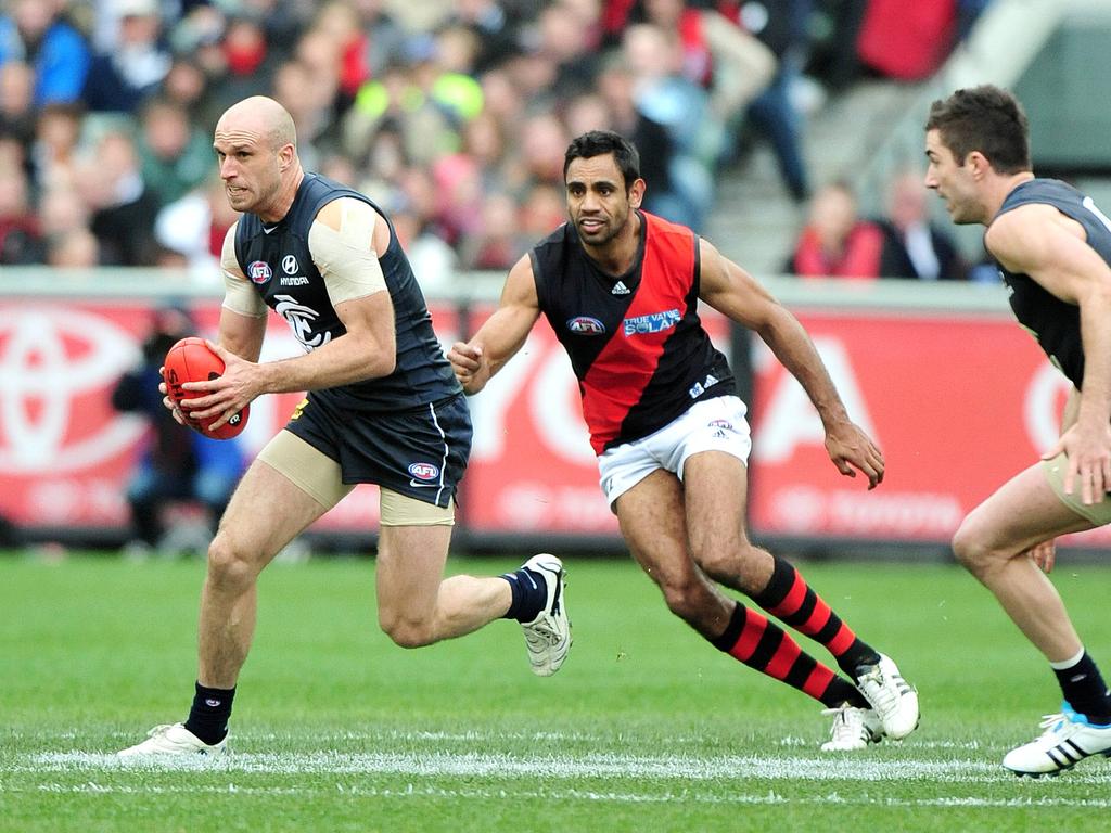 Chris Judd on the burst in the 2011 elimination final between Carlton and Essendon.