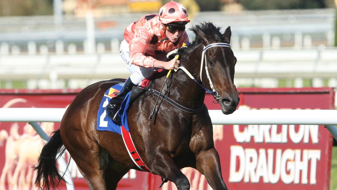 Jarrad Noske takes Black Caviar to an easy win. Race 4. Blue Sapphire Stakes. Caulfield.