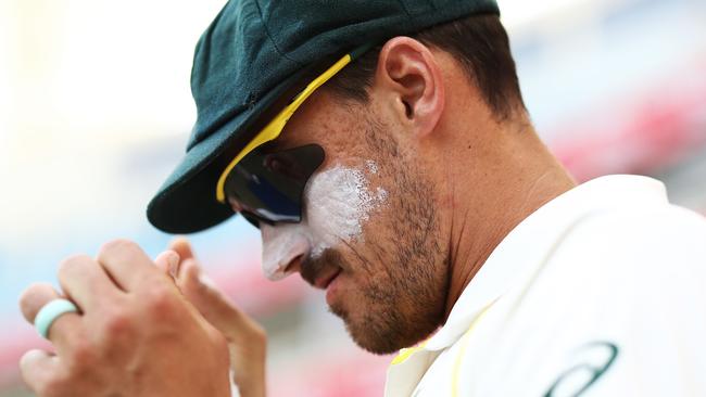 Mitchell Starc only took one wicket in the opening test in Dubai. Picture: Getty.