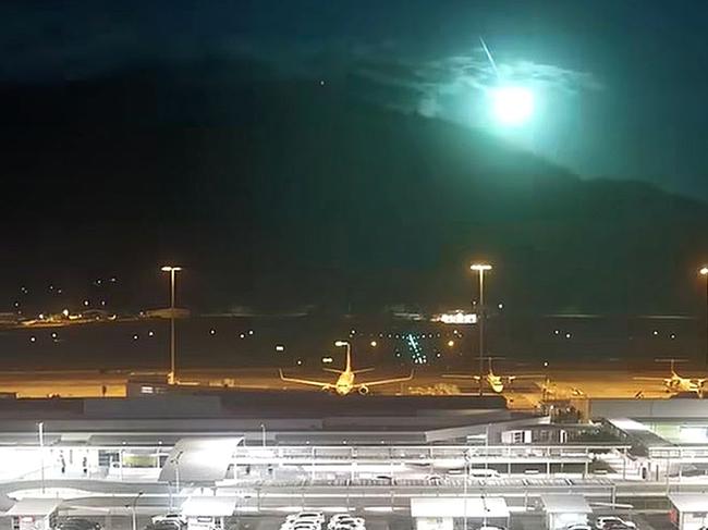 Screenshot of a Cairns Airport camera capturing a meteor over North QLD.