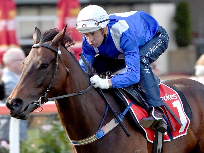 Moonee Valley Breakfast With the Best. Winx with jockey Hugh Bowman. Picture: Jay Town