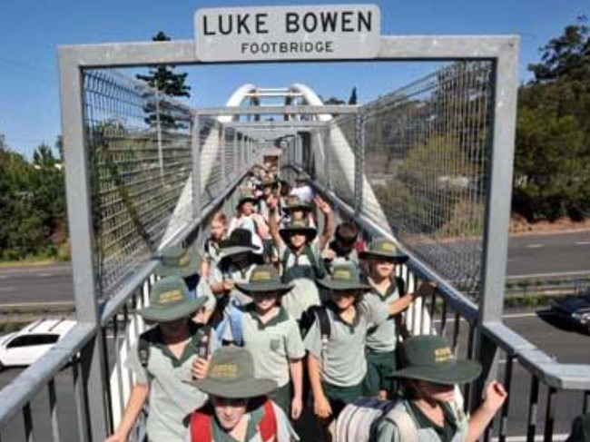 Students on the old Luke Bowen Footbridge back in 2018.