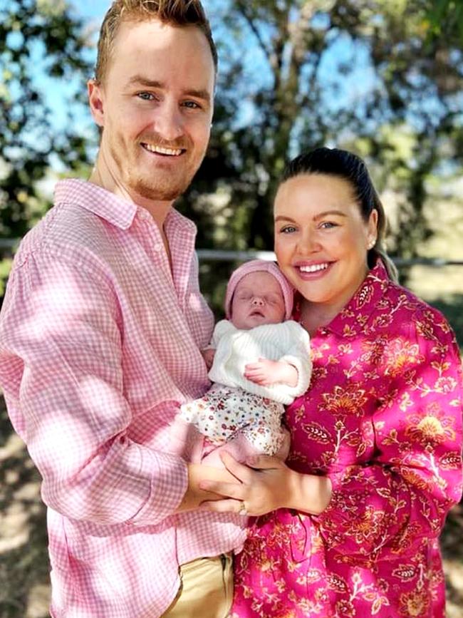 Matthew and Tayla Cox with their daughter Murphy. Tayla and Murphy were found dead in a house on Bean Street.