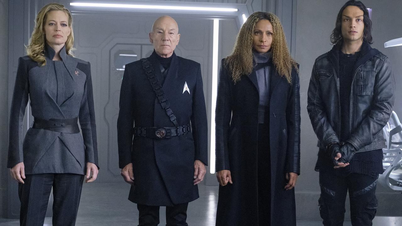 Jeri Ryan, Patrick Stewart, Michelle Hurd and Evan Evagora in Season Two of Picard.