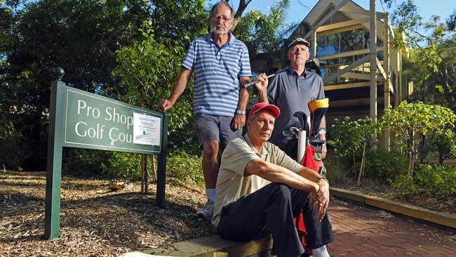 Belair Park Golf Club members Rod Kllimionok, Colin Luscombe and Paul Luscombe. Picture: Tom Huntley