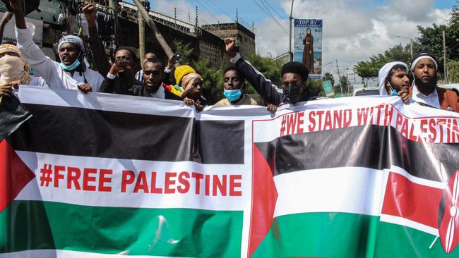 Demonstrators march in Nairobi, Kenya, in support of Palestine. Picture: AFP