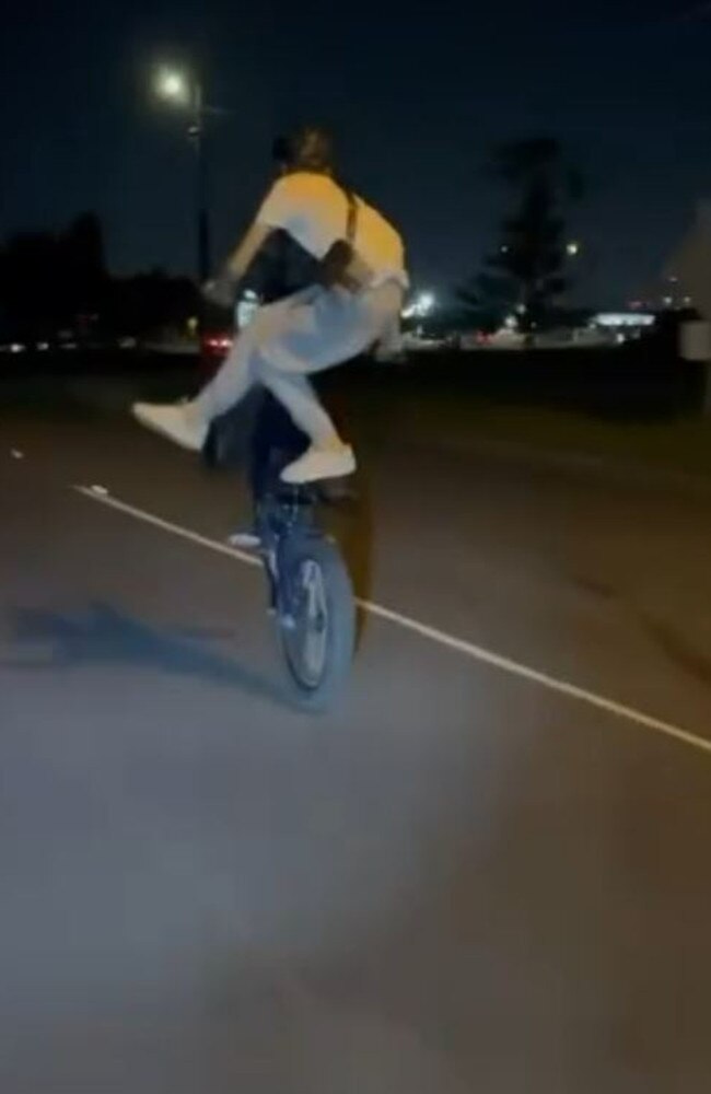 One hoon stands on his wheel in Footscray. Picture: Instagram/melbourne_hittas