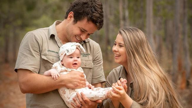 Chandler Powell and Bindi Irwin with daughter Grace Warrior Irwin Powell.