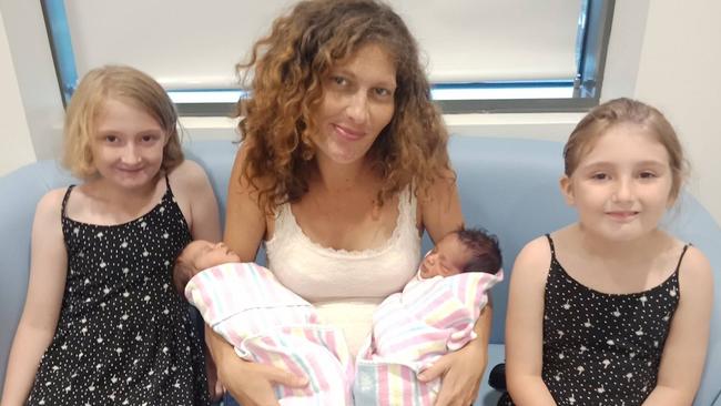 Teela Tierney with Kianah Chisholm, her twins Taja and Tobias Tierney and Selina Chisholm.