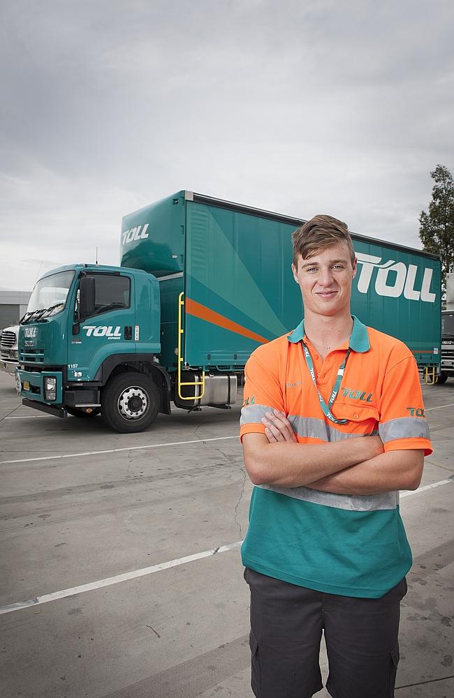 Heading off to Canberra to talk to the Prime Minister ... Kurt Berry, 17, works at the TOLL Group.