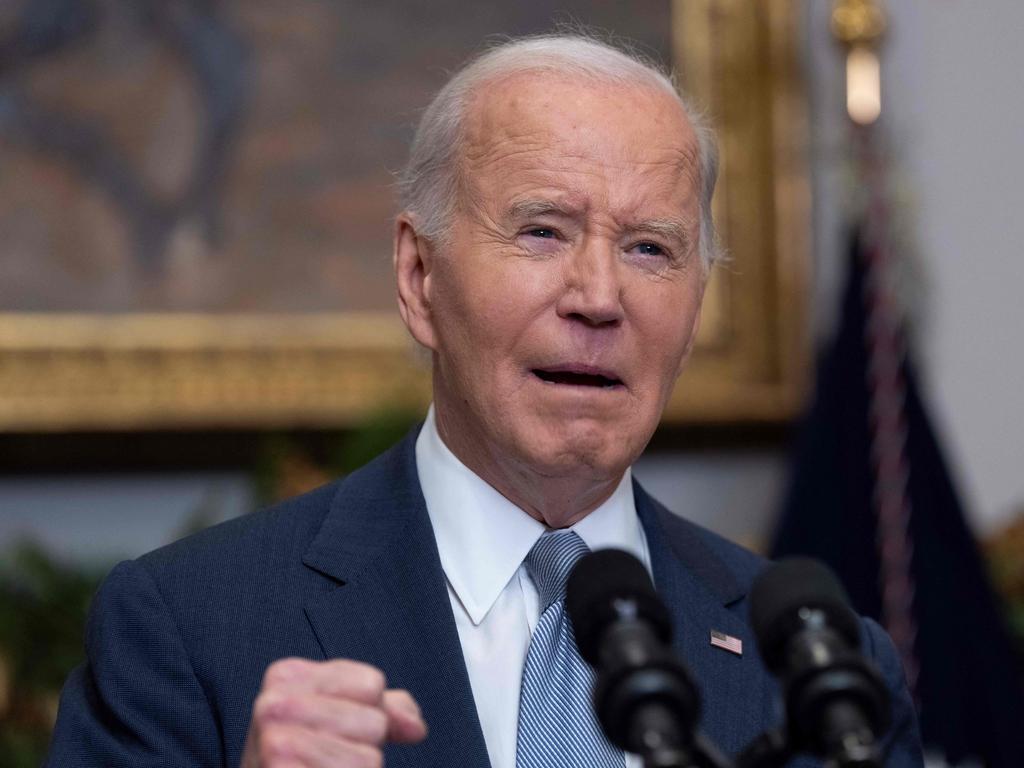 US President Joe Biden speaks about the situation in Syria in the Roosevelt Room at the White House. Picture: AFP