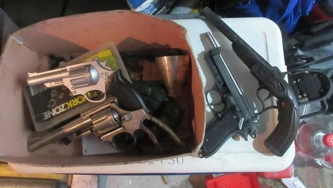 Firearms and drugs located at a house at Labrador. Picture: Queensland Police