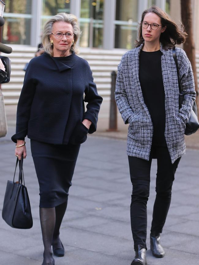 Jill Wran (left) walks to the Supreme Court with a supporter. Picture: John Grainger