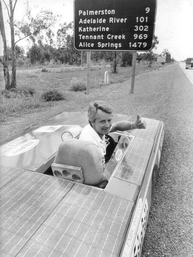 Denis Bartell with his solar-powered car.