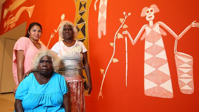 Relatives of the late Bardyal "Lofty" Nadjamerrek at the Museum of Contemporary Art at The Rocks. Picture: Bob Barker.