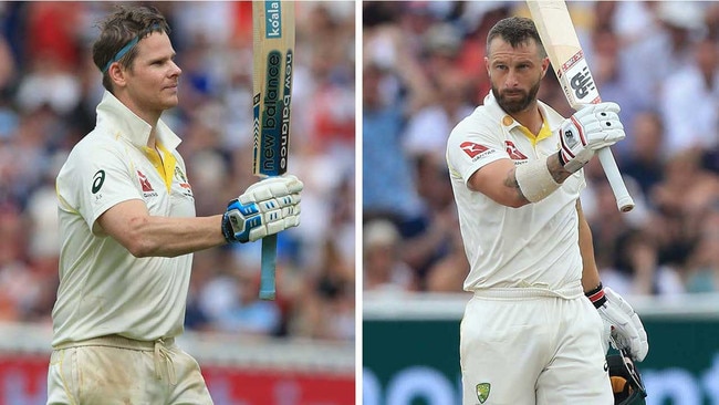 Steve Smith and Matthew Wade scored brilliant centuries on day four of the first Test. Picture: AFP