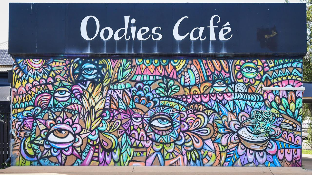 COLOURFUL CAFE: The colourful wall mural at Oodies Cafe adds to the character and charm of the business.