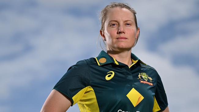 MACKAY, AUSTRALIA - SEPTEMBER 18: Alyssa Healy, captain of Australia poses for portraits during a women's T20 International media opportunity at Great Barrier Reef Arena on September 18, 2024 in Mackay, Australia. (Photo by Albert Perez/Getty Images)