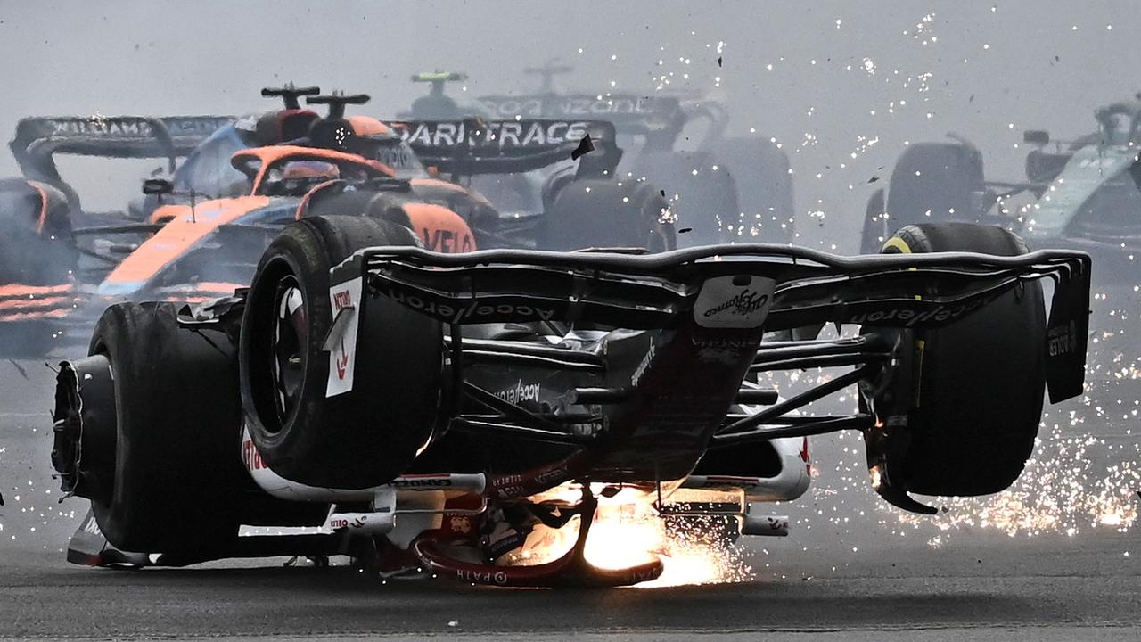 Spot the helmet. (Photo by Ben Stansall / AFP)