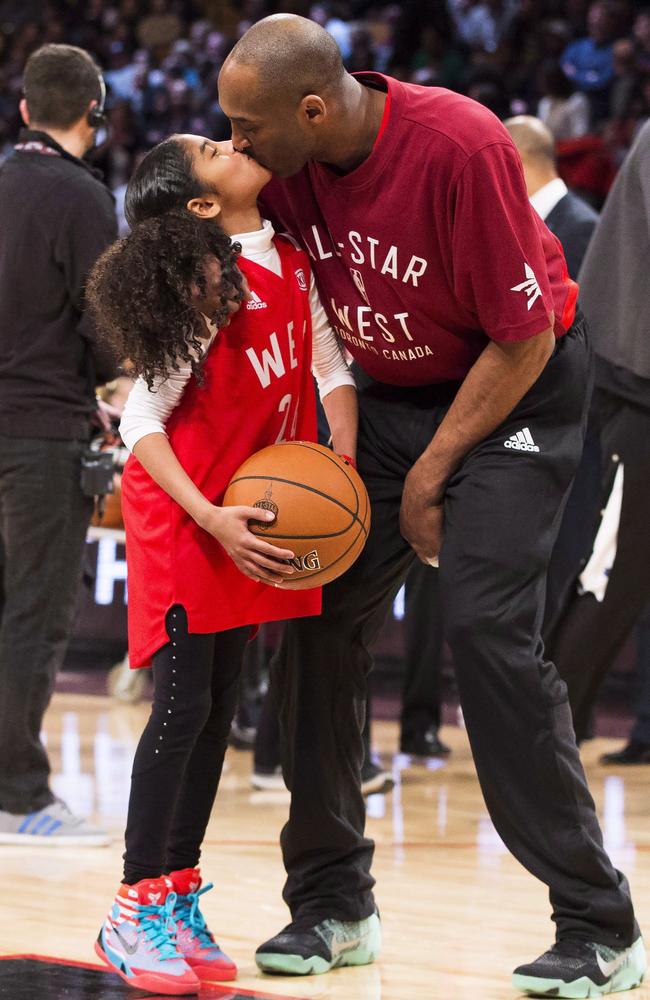 Heartbreaking end. Kobe Bryant, right, with his daughter Gigi in 2016. Picture: AP